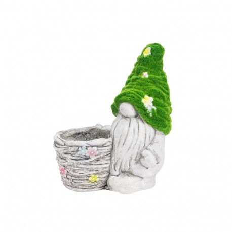 DECORATION GNOME W/ POT GREEN 29.5X18X36