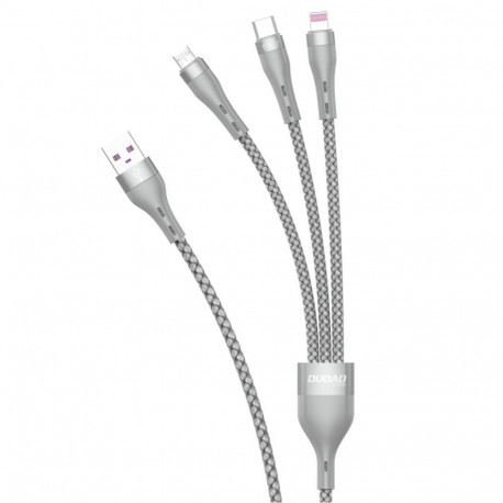 Dudao Dudao 3in1 USB cable - Lightning / microUSB / USB Type C 65W 1.2m gray (L20X)