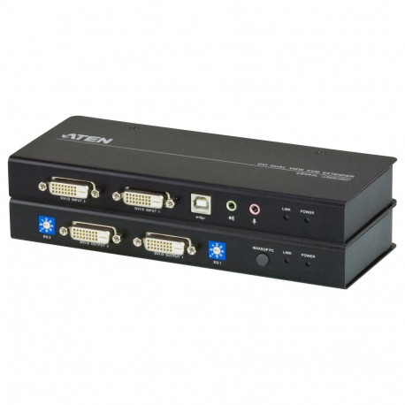Aten KVM-pikendus USB Dual View DVI audio ja RS-232 60m