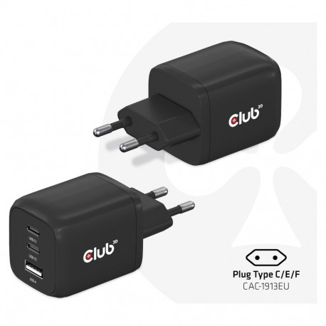 "Club3D Ladegerät 2xUSB Typ C. 1xUSB Typ A. PD 65W. GaN retail"