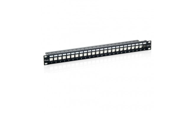 Equip patchpaneel 24x Cat6 19" FTP 1HE Keystone-paigaldus, must