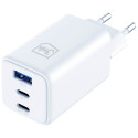 GaN laadija 65W QC4+ 1xUSB-A 2xUSB-C, valge
