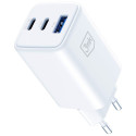 GaN laadija 65W QC4+ 1xUSB-A 2xUSB-C, valge