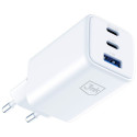 GaN laadija 65W QC4+ 1xUSB-A 2xUSB-C, valge