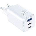 GaN laadija 65W QC4+ 1xUSB-A 2xUSB-C, valge