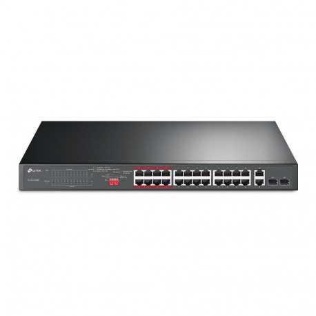 Networking Switch - TP-Link 24-Port 10/100Mbps + 2-Port Gigabit PoE+ Switch 250W Black