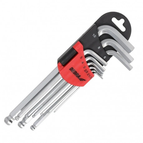 Klucze sześciokątne kulka długie 1.5-10mm zestaw 9szt, crv