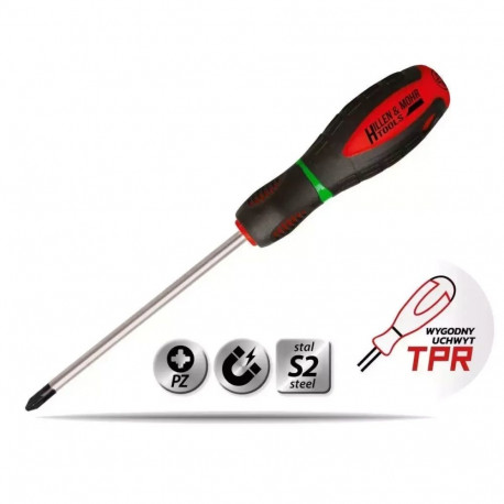 Pozidriv ristpeak-kruvikeeraja PZ1x100mm, S2-teras, 3-komponendiline käepide
