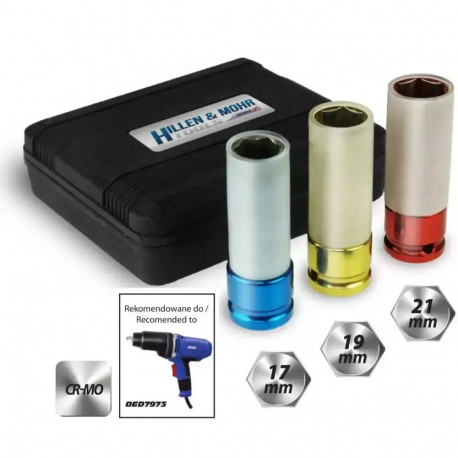 Löökpadrunite komplekt valuvelgedele 1/2" 17, 19, 21mm