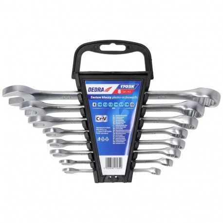 Leht-silmusvõtmete komplekt 8-osaline 8-22 CrV pop, karedalt matt