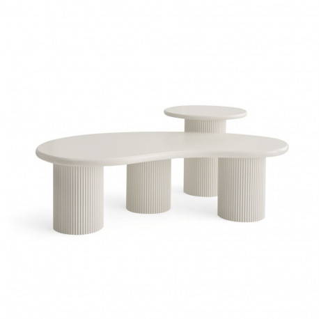 Diivanilaud WAVE 2tk ø50/130x70 cm, kreem-valge