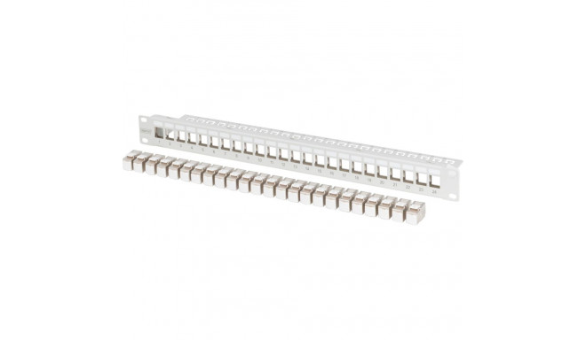 Modulaarne patch-paneel 24 pordiga, varustatud 24x DN-93615, 1 HE, racki paigaldatav, varjestatud, h