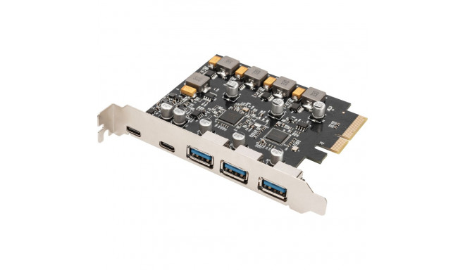 PCIe kaart 2x USB-C + 3x USB-A