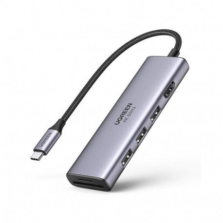 Ugreen multi-functional HUB USB Type C - 3x USB 3.2 Gen 1 / HDMI 4K 60Hz / SD and TF card reader gra