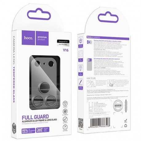 Kaamera kaitseklaas Hoco iPhone 17 Pro Max Armor Metal, tumehall
