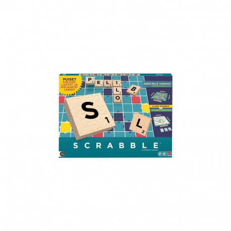 Games Scrabble Board Game Family Word Game with Wood Tiles and Racks and Two Ways to Play, Finnish E