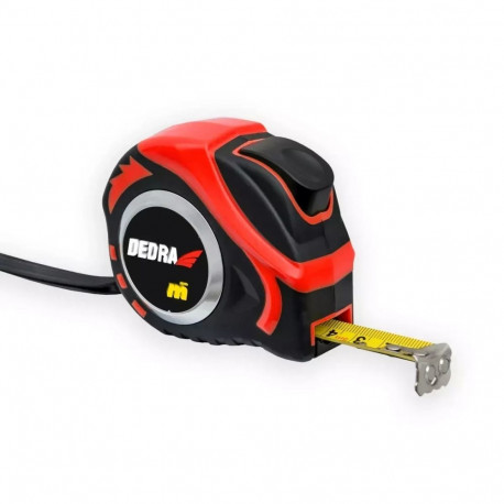 Mõõdulint 3m/16mm automaatlukustus magnet kahepoolne nailonkate kummist korpus blisterpakend, punane