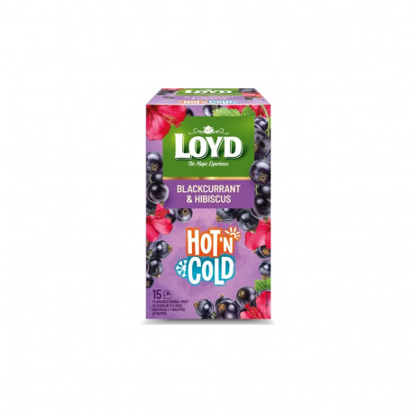 Puuvilja teejook LOYD HOT&COLD mustsõstra-hibiskusemaitseline, 5x2g kahekambriline teekott ümbrikus