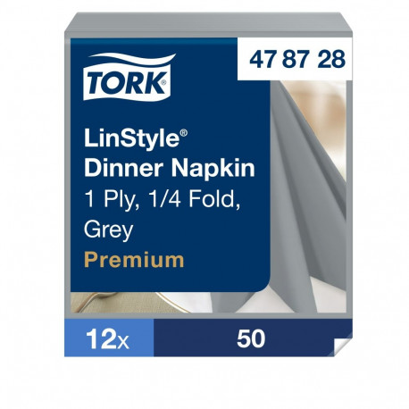 Õhtusöögisalvrätik Tork LinStyle 4F hall, 39 x 39 cm, 50 tk., 478728