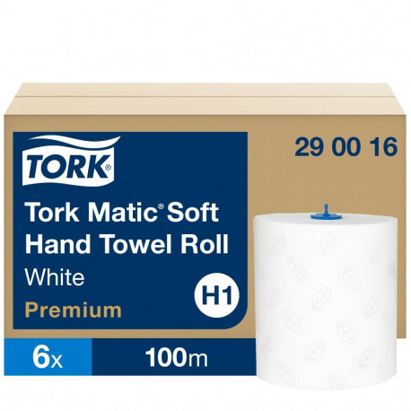 Rullpaberrätikud Tork MATIC Extra Soft H1, 100mx21cm, 2-kih, valge sin.leh-ga 290016 (6 tk)