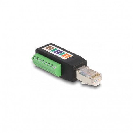 "Delock RJ45 Stecker Cat.5e zu Terminalblock Adapter 90° gewinkelt"