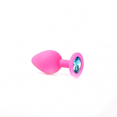Anaalpunn suurus M silikoonist helesinise kristalliga, roosa