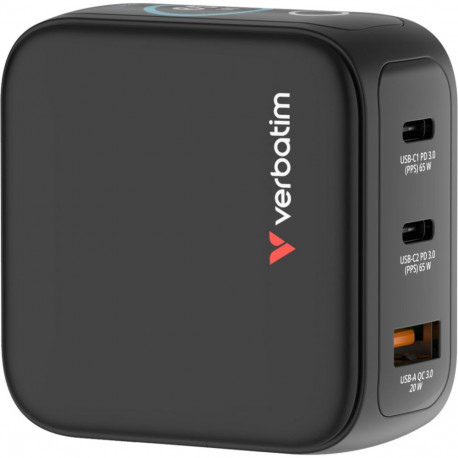 mini-GaN-laadija ekraaniga 65W, must