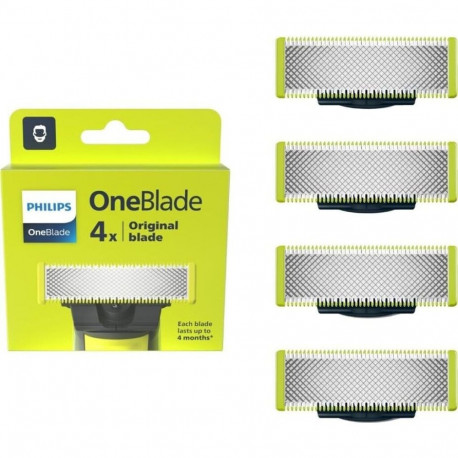 Philips OneBlade QP240/50 replacement blade, silver/light green, 4 pieces