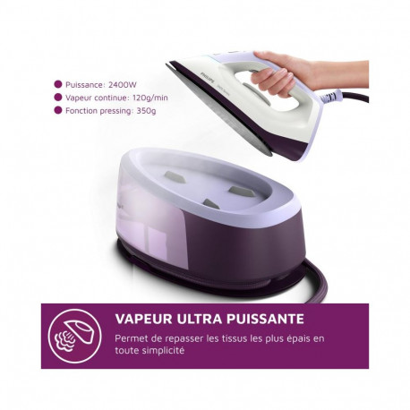 Steam Iron - Philips 3000 Series PSG3000/30 2400W 1.4L Ceramic Soleplate Purple, White