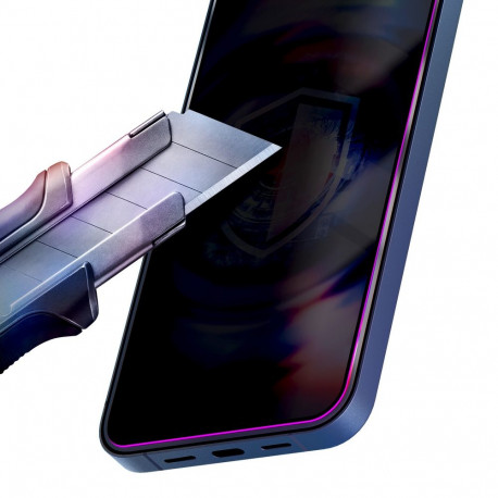 9H tempered glass with 3mk HardGlass Max Privacy filter for iPhone 15 Pro