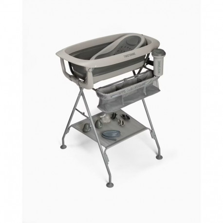 Twistshake luxury bath kit foldable baby bathtub with bath stand v2 Faded Grey 79263
