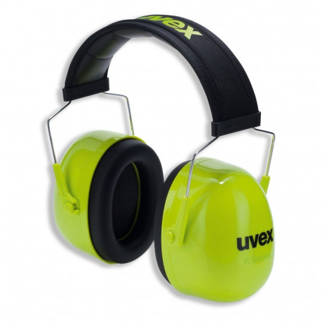 Uvex K4 earmuffs – high-performance hearing protection, SNR 35 dB, yellow hi-vis soft headband, adju