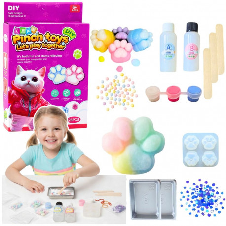 DIY loomekomplekt squishy stressipallide valmistamiseks kassikäpp 28-osaline