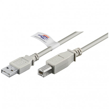 USB 2.0 Kabel, USB-A Stecker > USB-B Stecker (grau, 5 Meter)