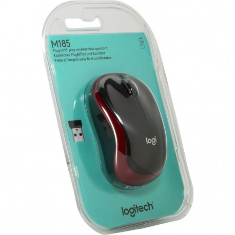 Logitech | Mouse | M185 | Wireless | Red