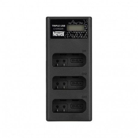 Battery Charger - Newell CD-USB-C Three-Channel Charger for Nikon EN-EL14 Batteries Black