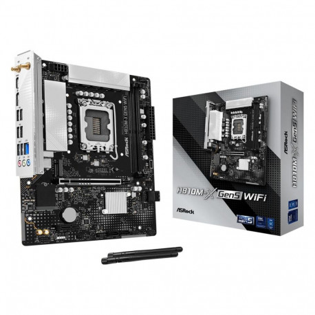 Asrock Mainboard||LGA 1851 (Socket V1)|RAM DDR5-SDRAM|2xSlots|H810M-XGEN5WIFI