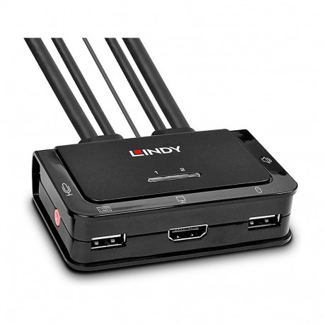 KVM-lüliti kompaktne 2-pordiline HDMI USB 2.0 ja audio