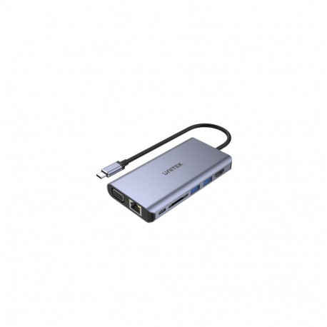 UNITEK uHUB O8+ Wired USB 3.2 Gen 1 (3.1 Gen 1) Type-C Grey