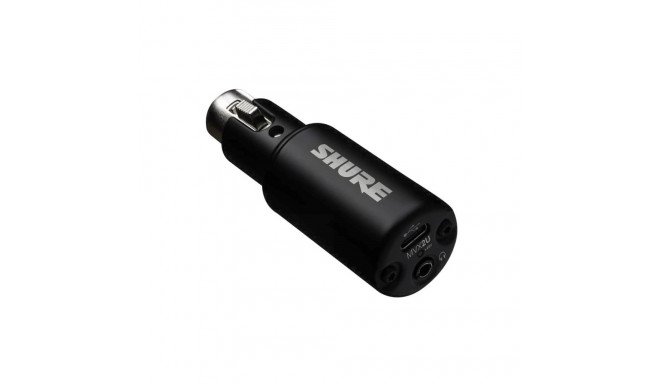 Audio Interface - Shure MVX2U Gen 2 USB Type-C XLR Microphone Adapter With Phantom Power Black
