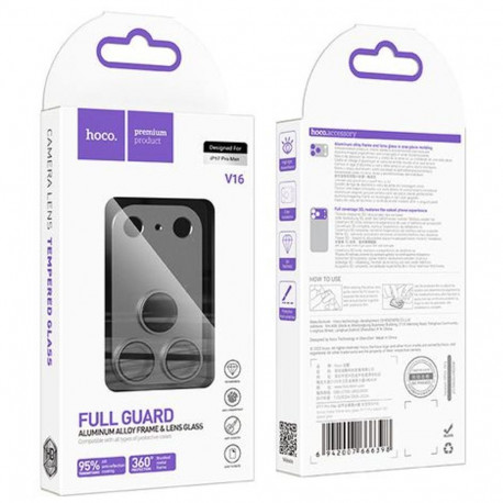 Kaamera kaitseklaas Hoco iPhone 17 Pro Max Armor Metal, tumehall