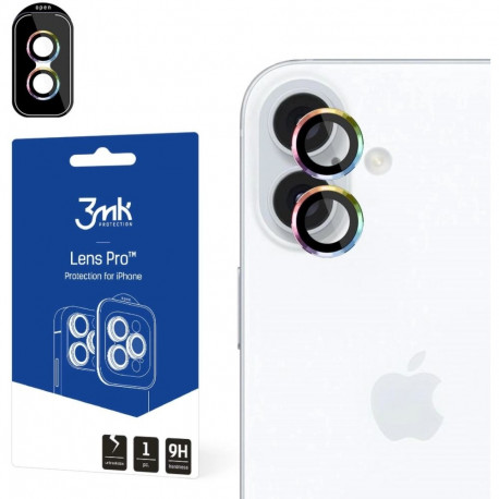 Kaamera kaitseklaas 3MK iPhone 16/16 Plus Lens Pro, vikerkaar