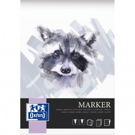 Joonistusplokk markerile A3 180gsm, 15 lehte, liimköide, Oxford