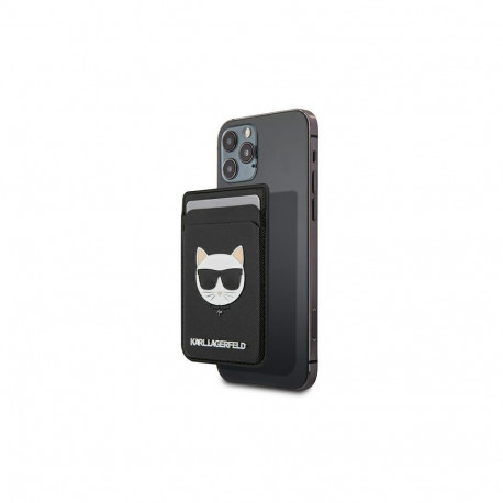 Portfel magentyczny Karl Lagerfeld Wallet CardSlot Saffiano Choupette Head MagSafe na telefon - czar