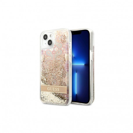 Etui Guess Paisley Liquid Glitter na iPhone 13 / 14 / 15 - złote