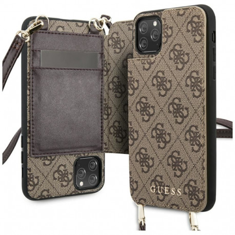 Etui Guess 4G Crossbody na iPhone 11 Pro Max - brązowe