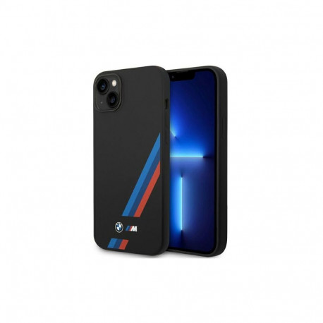Etui BMW Silicone Slanted Sttripes na iPhone 14 Plus / 15 Plus - czarne