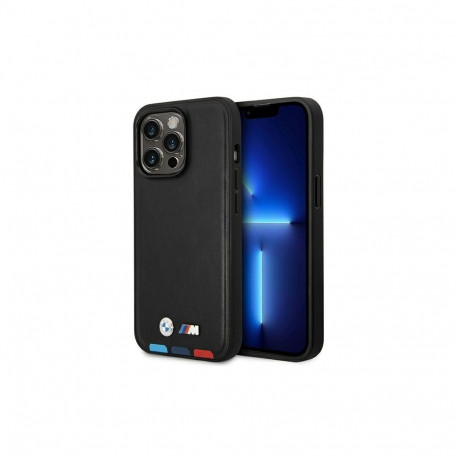Etui BMW Leather Stamp Tricolor na iPhone 14 Pro - czarne