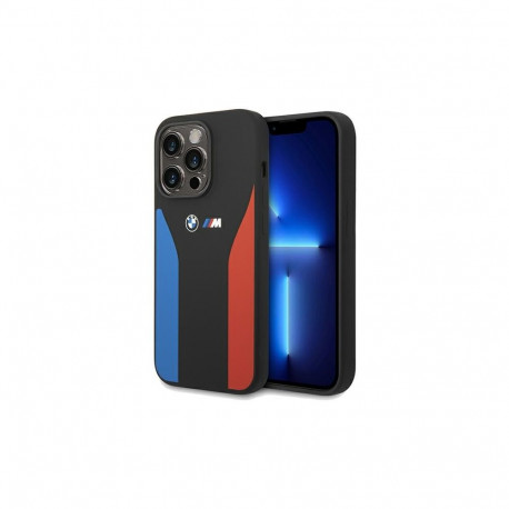 Etui BMW Silicone Blue&Red Stripes M Collection na iPhone 15 Pro Max - czarne