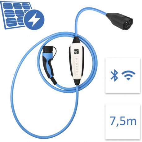 Mobile Wallbox 32A 7,5m Pure für PV Laden (weiß, 22 kW, 7,5 Meter Kabel, WLAN + Bluetooth)